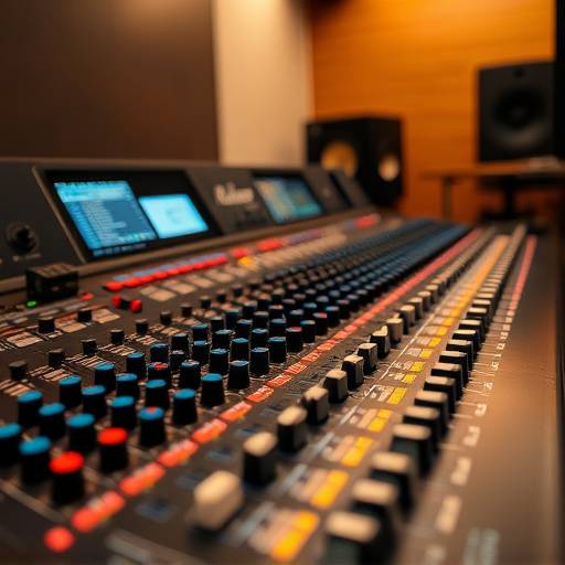 Close-up of Resonance Records' mixing console during a stereo mixing session