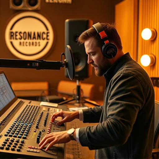 Engineer adjusting levels on a stem mixing console at Resonance Records